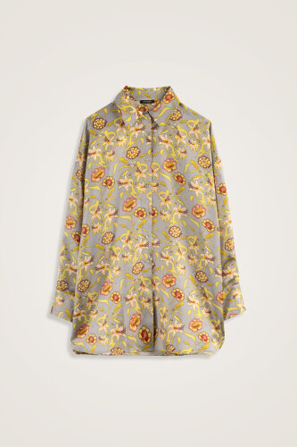 Kaplan Çiçeği Gri Tivil İpek Gömlek - Imannoor (1)