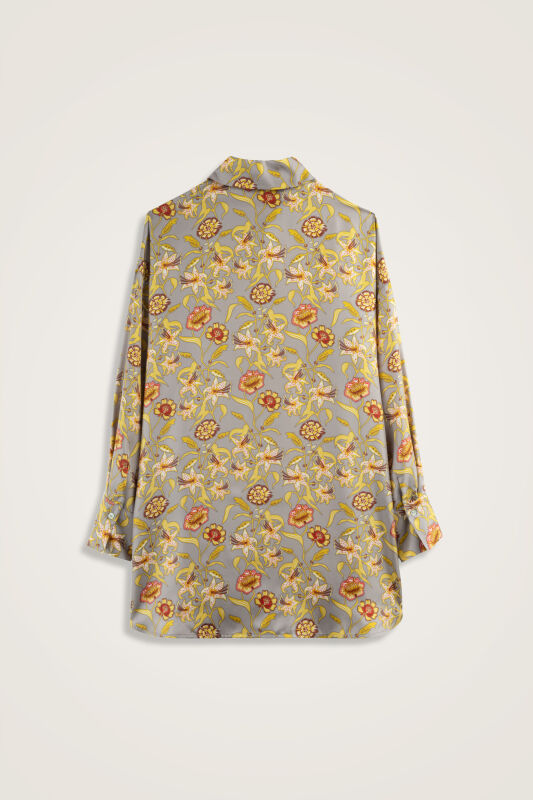 Kaplan Çiçeği Gri Tivil İpek Gömlek - 6