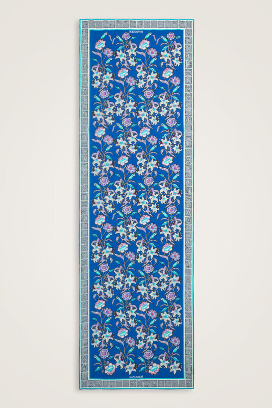 Kaplan Çiçeği Saks Krep İpek Gömlek Şalı 70x210 - 1