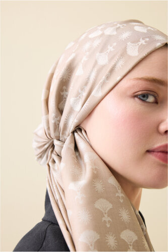 Karanfil Monogram Bej İpek Şal 68x200 - 3