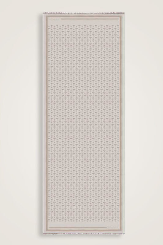 Karanfil Monogram Bej İpek Şal 68x200 - 2