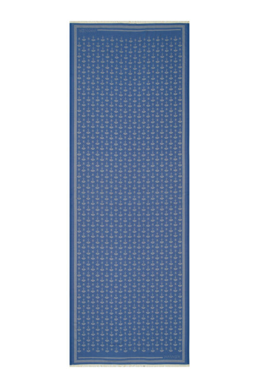Karanfil Monogram Lacivert İpek Şal 70x200 - 2