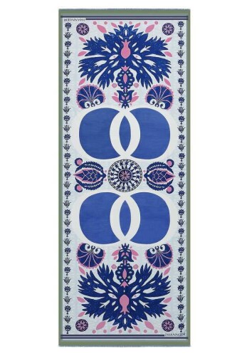 Karanfil Noor Mavi Modal İpek Şal 80x200 - 1