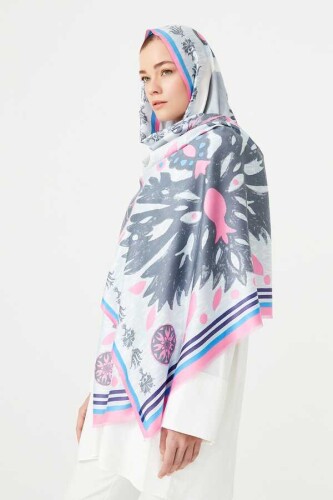 Karanfil Noor Pembe Modal İpek Şal 80x200 - 6