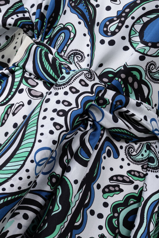 Kashmir Pattern Blue Silk Dress - 2