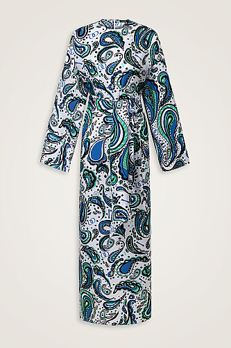 Kashmir Pattern Blue Silk Dress 