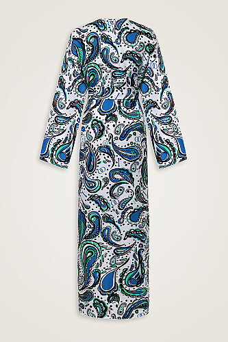 Kashmir Pattern Blue Silk Dress - 3