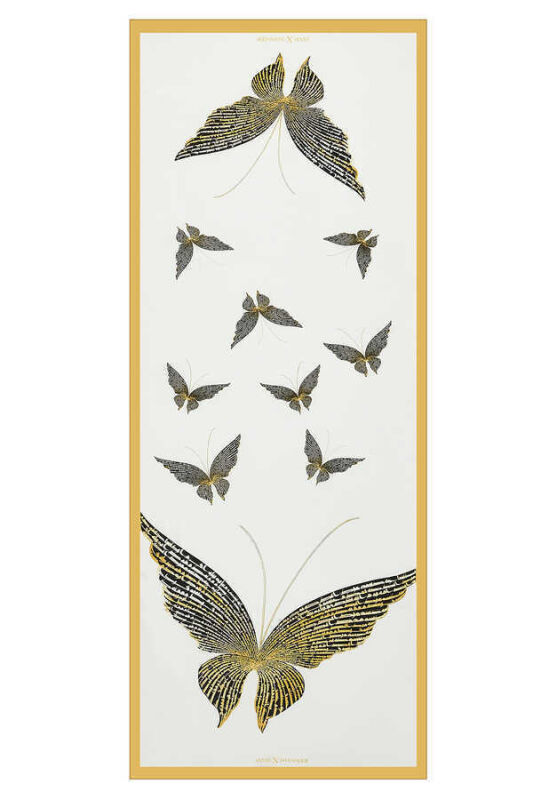 Kelebek Beyaz İpek Şal 80x200 - 1