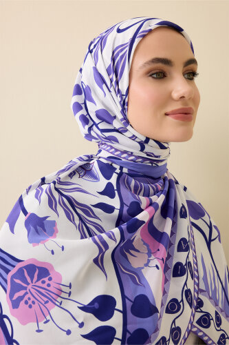 Kelebek Mor Krep İpek Eşarp 140x140 - Imannoor (1)