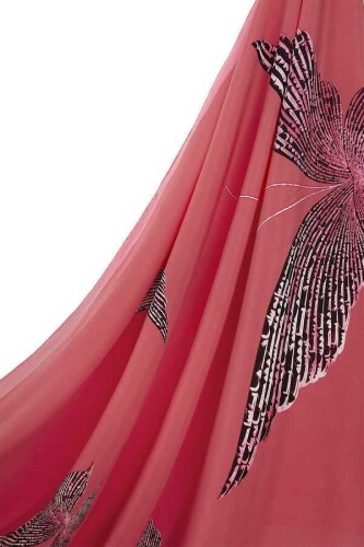 Kelebek Pembe İpek Şal 80x200 - 5
