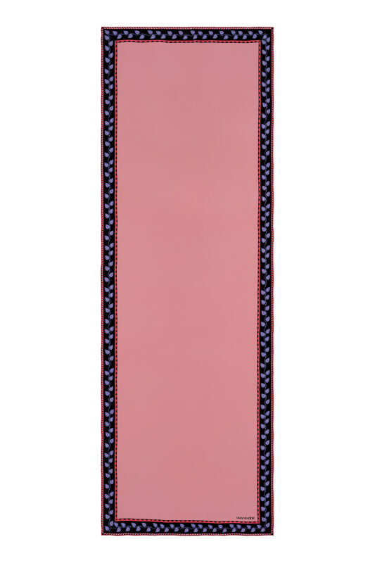 Kelebek Pembe Krep İpek Kaftan Şalı 80x210 - 1