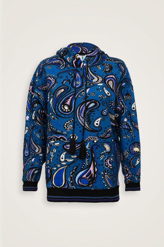 Kesmir Black-Sax Three Thread Hooded Tracksuit Top - 2