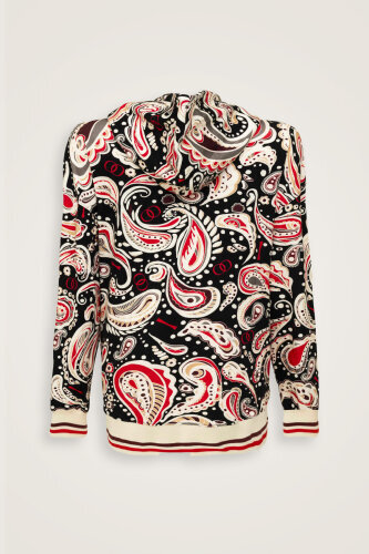 Keşmir Siyah-Bej Üç İplik Kapşonlu Eşofman Üstü - 4