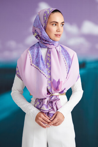 Key Hole Silk Shawl Pink - 3