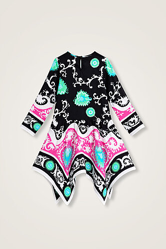 Kids Life Black-Pink Cotton Floss Asymmetrical Dress - 3