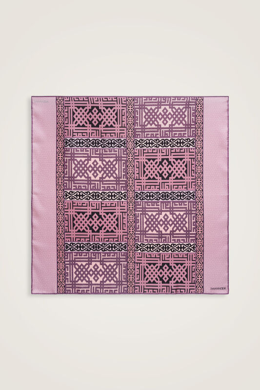 Kilim Gray-Pink Double Sided Twill Silk Scarf - 3