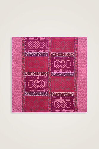 Kilim Gri-Pembe Çift Taraflı Tivil İpek Eşarp 90x90 - Imannoor (2)
