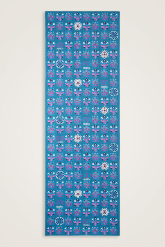 Kır Çiçeği Pembe-Turkuaz Pamuk İpek Şal 70x210 - 2