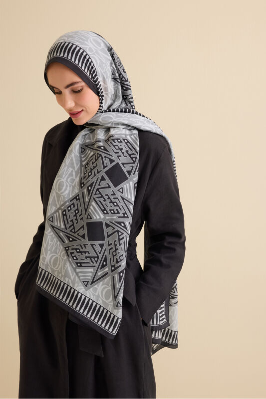 Kite Gray Cotton Silk Shawl - 1