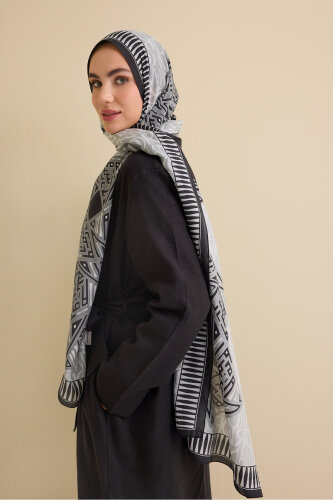 Kite Gray Cotton Silk Shawl - 3