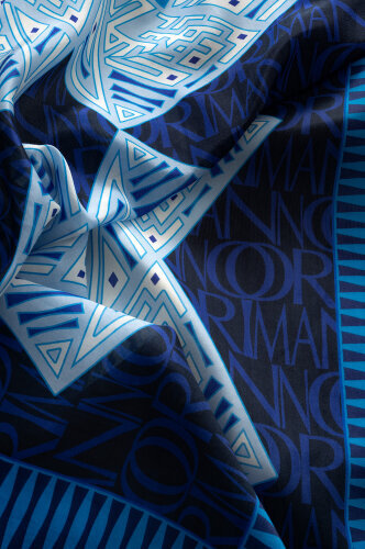 Kite Navy Blue Cotton Silk Shawl - 4