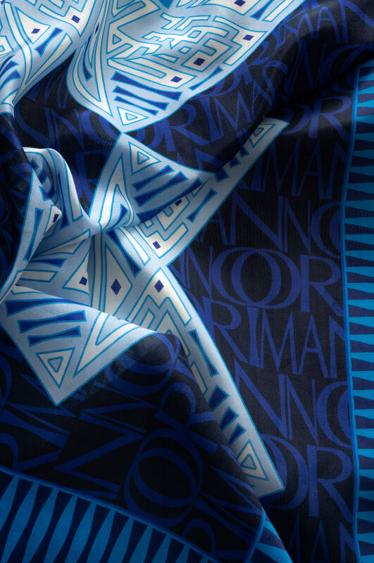 Kite Navy Blue Cotton Silk Shawl - 4