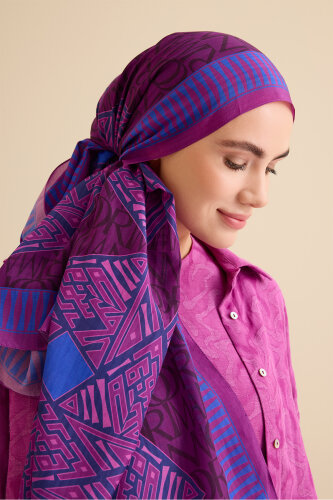 Kite Purple Cotton Silk Shawl - Imannoor