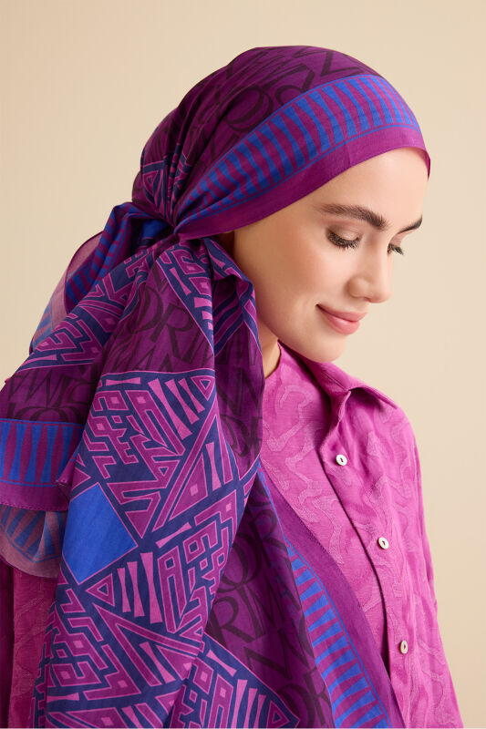 Kite Purple Cotton Silk Shawl - 1
