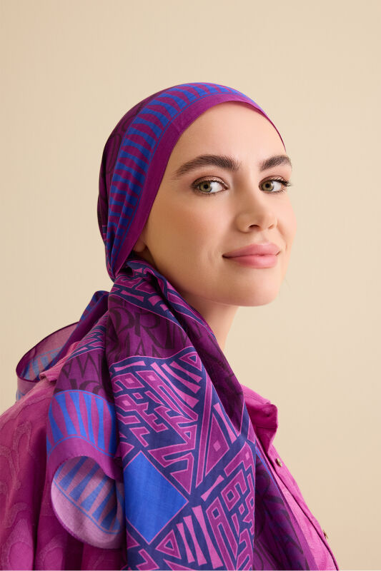 Kite Purple Cotton Silk Shawl - 5