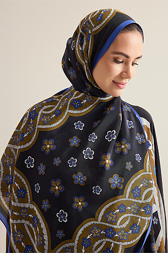 Knitted Black-Gold Floss Cotton Scarf - 3