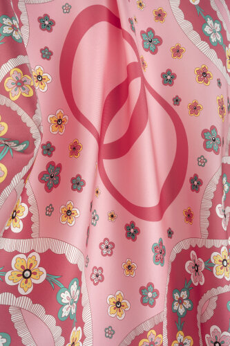 Knitted Coral Twill Silk Scarf - 4