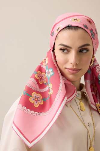 Knitted Coral Twill Silk Scarf - 3