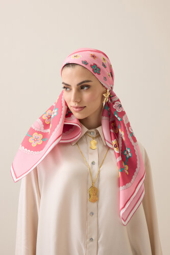 Knitted Coral Twill Silk Scarf - 5