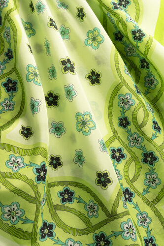 Knitted Green Floss Cotton Scarf - 2