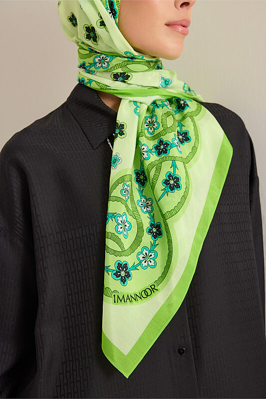 Knitted Green Floss Cotton Scarf - 5