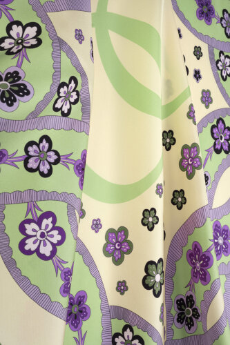 Knitted Green-Lilac Twill Silk Scarf 90x90 - 4