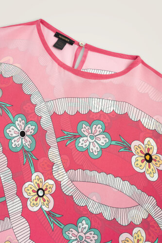 Knitted Pink Crepe Silk Kaftan - 3