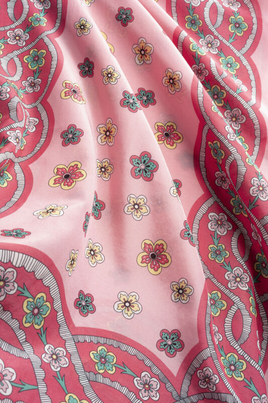 Knitted Pink Floss Cotton Scarf - 2