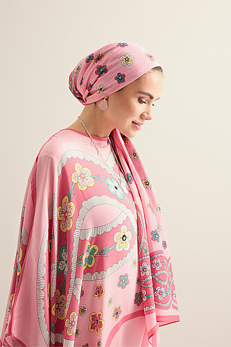 Knitted Pink Floss Cotton Scarf - 5