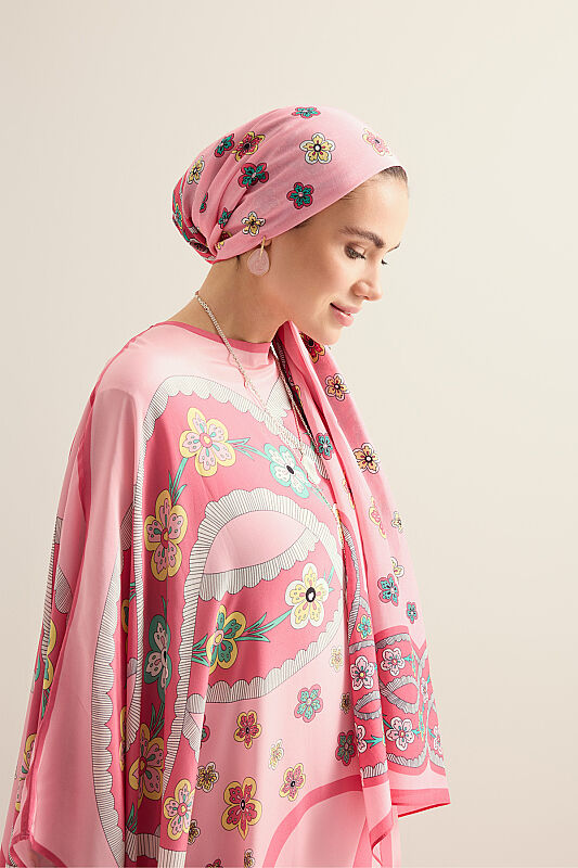 Knitted Pink Floss Cotton Scarf - 5