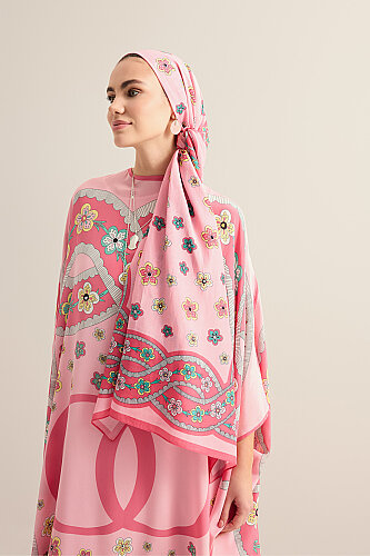 Knitted Pink Floss Cotton Scarf 