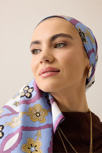 Knitted Rose Pink Twill Silk Scarf - 3