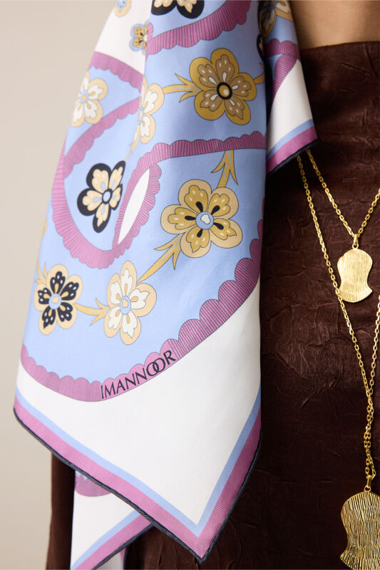 Knitted Rose Pink Twill Silk Scarf - 5