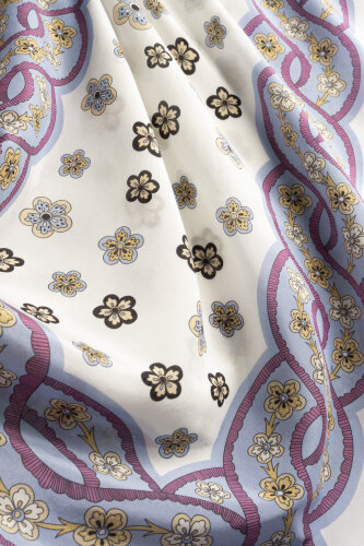 Knitted Violet Floss Cotton Scarf - 2