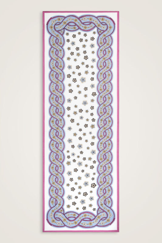 Knitted Violet Floss Cotton Scarf - 1