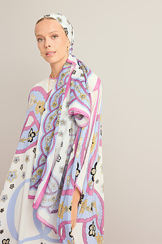 Knitted Violet Floss Cotton Scarf - 3