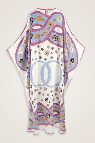 Knitted White Crepe Silk Kaftan - 2