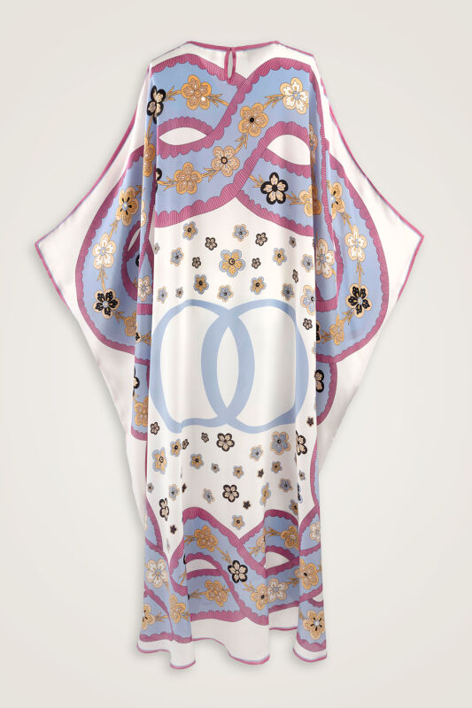 Knitted White Crepe Silk Kaftan - 2