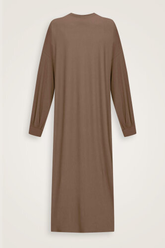  Kol Ağzı Ribana Cappucino Penye Elbise - Imannoor (2)