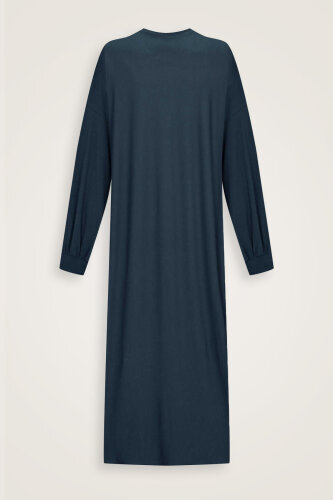  Kol Ağzı Ribana Lacivert Penye Elbise 